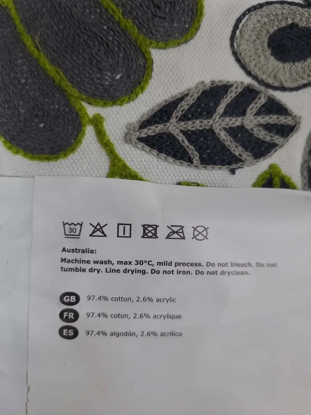 Ikea Fjalltatel Pillow Cover New with Tags Embroidered Floral 20x20